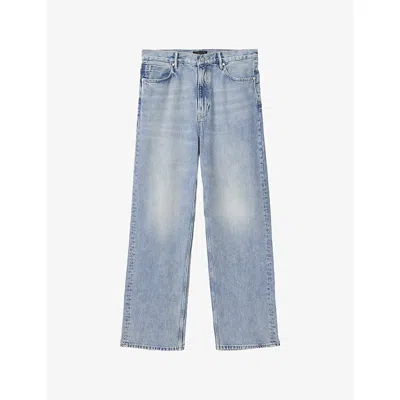 Allsaints Mens Light Indigo Mullen Straight-leg Faded Denim Jeans In Purple