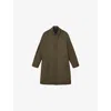 Allsaints Mens Log Brown Trent Single-breasted Wool-blend Coat In Green