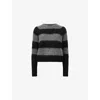 Allsaints Mens Black/grey Lou Crewneck Striped Sparkle Knitted Jumper In Multi