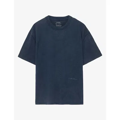 Allsaints Mens Maddox Crewneck Regular-fit Cotton T-shirt Navy Blue