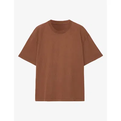 Allsaints Mens Maddox Crewneck Regular-fit Cotton T-shirt Rust Orange Xxl In Brown