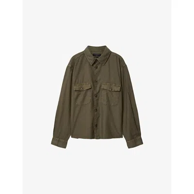 Allsaints Mens Mangrove Green Strand Chest-pocket Cotton Shirt Xxl