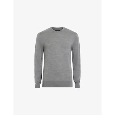 Allsaints Mens Monument Grey Mode Merino Marl-pattern Wool Crew Jumper