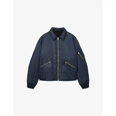 Allsaints Mens Fallon Oversized Shell Bomber Jacket Moonlit Blue