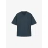 Allsaints Mens Haven Short-sleeve Organic-cotton Jersey T-shirt Moonstone Blue