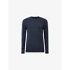 Allsaints Mens Mode Merino Marl-pattern Wool Crew Jumper Navy Blue Xs