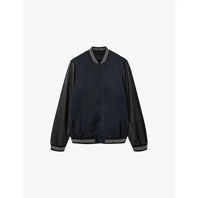 Allsaints Mens  Taishi Leather-sleeved Woven Bomber Jacket In Multi