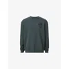 Allsaints Mens Sunil Blue Orlando Brand-print Organic-cotton Sweatshirt In Green