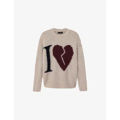 Allsaints Broken-heart Sweater In Brown