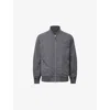 Allsaints Mens Bassett Ramskull-embroidered Cotton-blend Bomber Jacket Pillar Grey