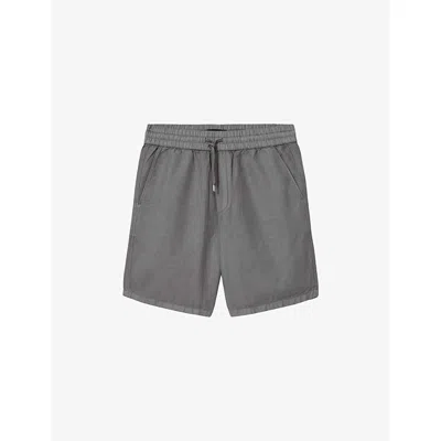 Allsaints Mens Pillar Grey Hanbury Cotton And Linen Shorts In Gray