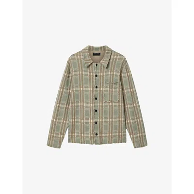 Allsaints Solmar Plaid Cardigan Sweater In Green