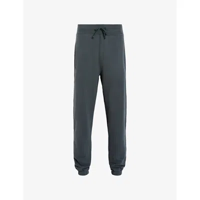 Allsaints Mens Sunil Blue Raven Logo-embroidered Cuffed Cotton-jersey Jogging Bottoms Xxl In Gray