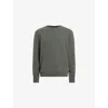 Allsaints Mens Gastor Green Raven Logo-embroidered Regular-fit Organic-cotton Sweatshirt Xl In Gray