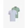 Allsaints Mens  Reform Logo-embroidered Short-sleeve Cotton Polo Pack Of Two In Machine Grey/g