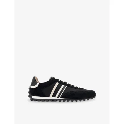 Allsaints Mens Robin Suede And Woven Trainers Black/white Eur 41 / 7 Uk