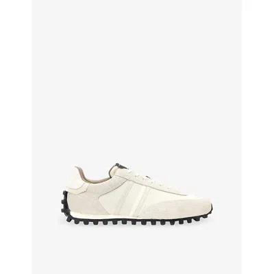Allsaints Mens Robin Suede And Woven Trainers Chalk White/wh Eur 44 / 10 Uk In Neutral