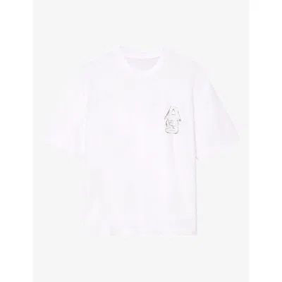 Allsaints Mens Roller Relaxed-fit Cotton T-shirt Optic White Xs