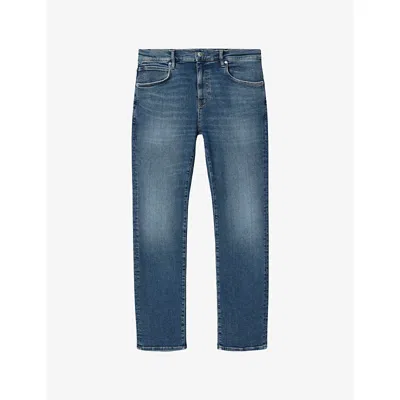 Allsaints Mens Royal Indigo Sid Skinny-fit Stretch-denim Jeans In Blue