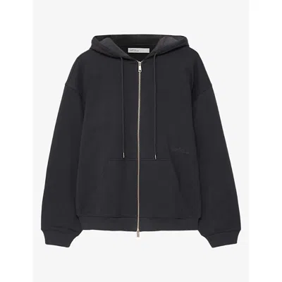 Allsaints Mens Rust Orange Brax Zip-up Relaxed-fit Cotton Hoody Xl In Black