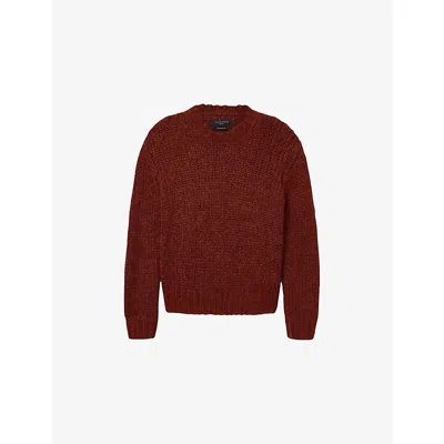 ALLSAINTS MENS RUST RED MYLES OVERSIZED-FIT MOHAIR-BLEND JUMPER