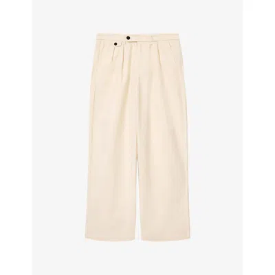 Allsaints Mens  Conway Wide-leg Cotton-blend Trousers In Nude