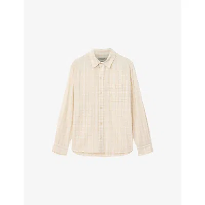 Allsaints Mens Sandstone Brow Toya Check Long-sleeve Cotton Shirt