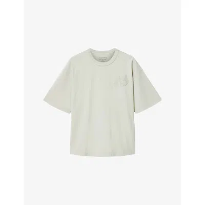 Allsaints Mens Sea Green Insignia Logo-embroidered Cotton T-shirt In Neutral