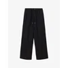 Allsaints Mens Shaded Black Sharp Loose Straight-leg Linen Trousers