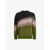 Allsaints Sirius Jacquard Stripe Oversized Jumper In Green