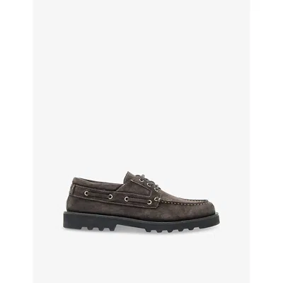 Allsaints Mens Warm Grey Skiff Suede Shoes Eur 45 / 11 Uk In Gray