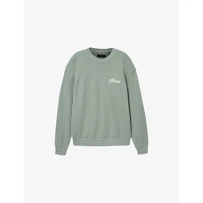 Allsaints Mens Spring Green Odyssey Crewneck Cotton-jersey Sweatshirt In Multi