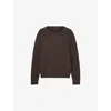 Allsaints Mens Mole Brown Statten Crew-neck Logo-embroidered Stretch-knit Jumper Xxl In Brown