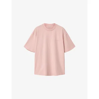Allsaints Mens Sunbaked Pink Xander Logo-embossed Short-sleeve Cotton T-shirt