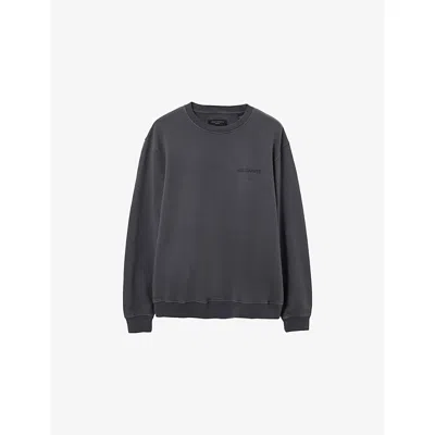 Allsaints Mens Sunil Blue Future Crewneck Logo-print Cotton Sweatshirt