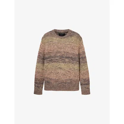 Allsaints Mens Taupe Brown Finch Brushed-ombre Knitted Jumper