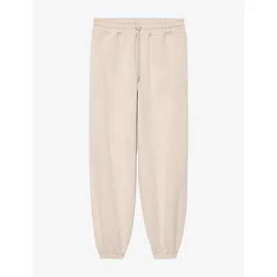 Allsaints Mens Taupe White River Tapered-leg Cotton Jogging Bottoms In Pink