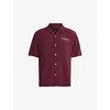 Allsaints Mens Mars Red Underground Logo-print Relaxed-fit Woven Shirt