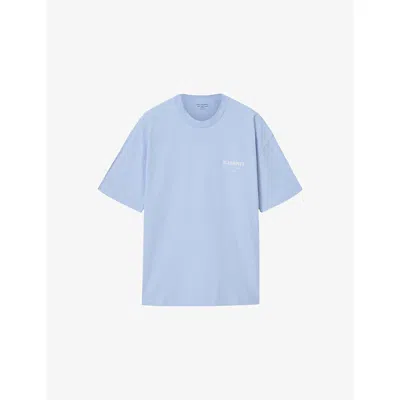 Allsaints Mens Villa Blue Underground Logo-print Relaxed-fit Cotton T-shirt Xs