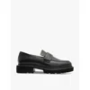 Allsaints Mens Vinni Flat Leather Penny Loafers Blac In Black