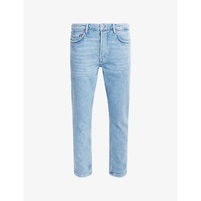 Allsaints Mens Vintage Indigo Dean Slim-fit Cropped Stretch-denim Jeans