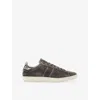 Allsaints Mens Warm Grey Leon Suede Low-top Trainers Eur 43 / 9 Uk In Gray