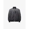 Allsaints Mens Washed Black Cascade Relaxed-fit Woven Bomber Jacket Xl