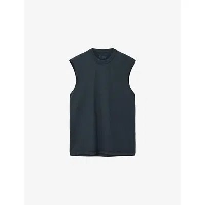 Allsaints Mens Washed Black Cole Sleeveless Cotton-jersey Vest Top Xs In Blue