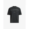 Allsaints Mens Washed Black Laser Underground Logo Text-print Organic-cotton T-shirt