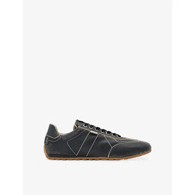 Allsaints Liam Leather Low Top Sneakers In Black