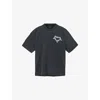 Allsaints Mens Washed Black Oversized Graphic-print Cotton T-shirt Xl In Black