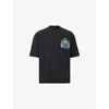 Allsaints Mens Washed Black Pounce Graphic-print Short-sleeve Cotton T-shirt