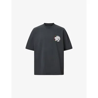 Allsaints Mens Washed Black Pride Distortion Graphic-print Cotton T-shirt Xl