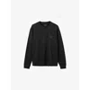Allsaints Mens Jet Black Waved Crewneck Logo-print Cotton Sweatshirt Xs In Black